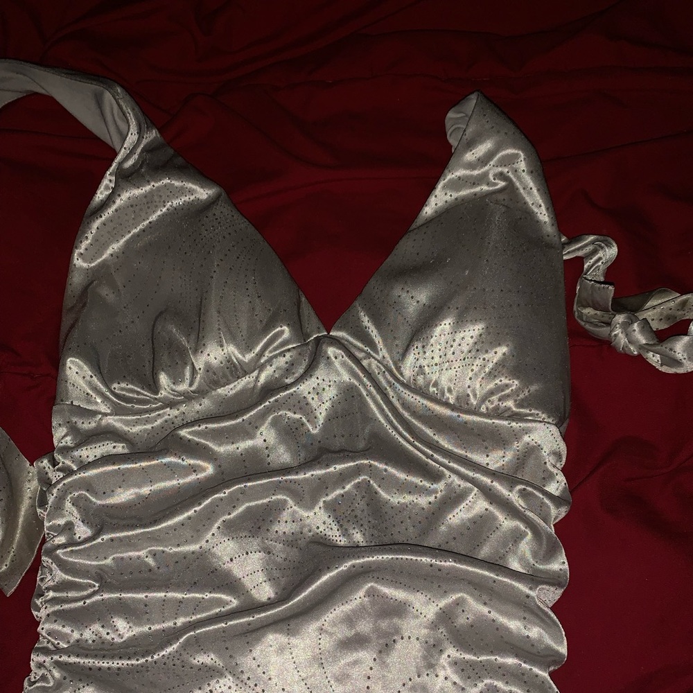 A silver sparkly dress size medium